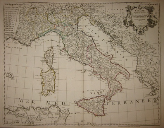 De l'Isle Guillaume (1675-1726) L'Italie dressée sur les Observations de M.rs de l'Académie Royale des Sciences... 1788 Parigi